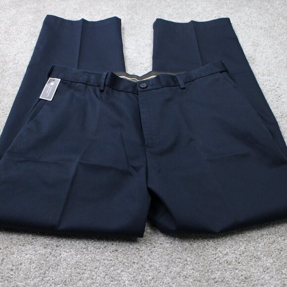 Haggar Chino Pants NWT Mens 34x29 Blue Work 2 Weekend Flat Front Comfort Waist - Picture 2 of 14